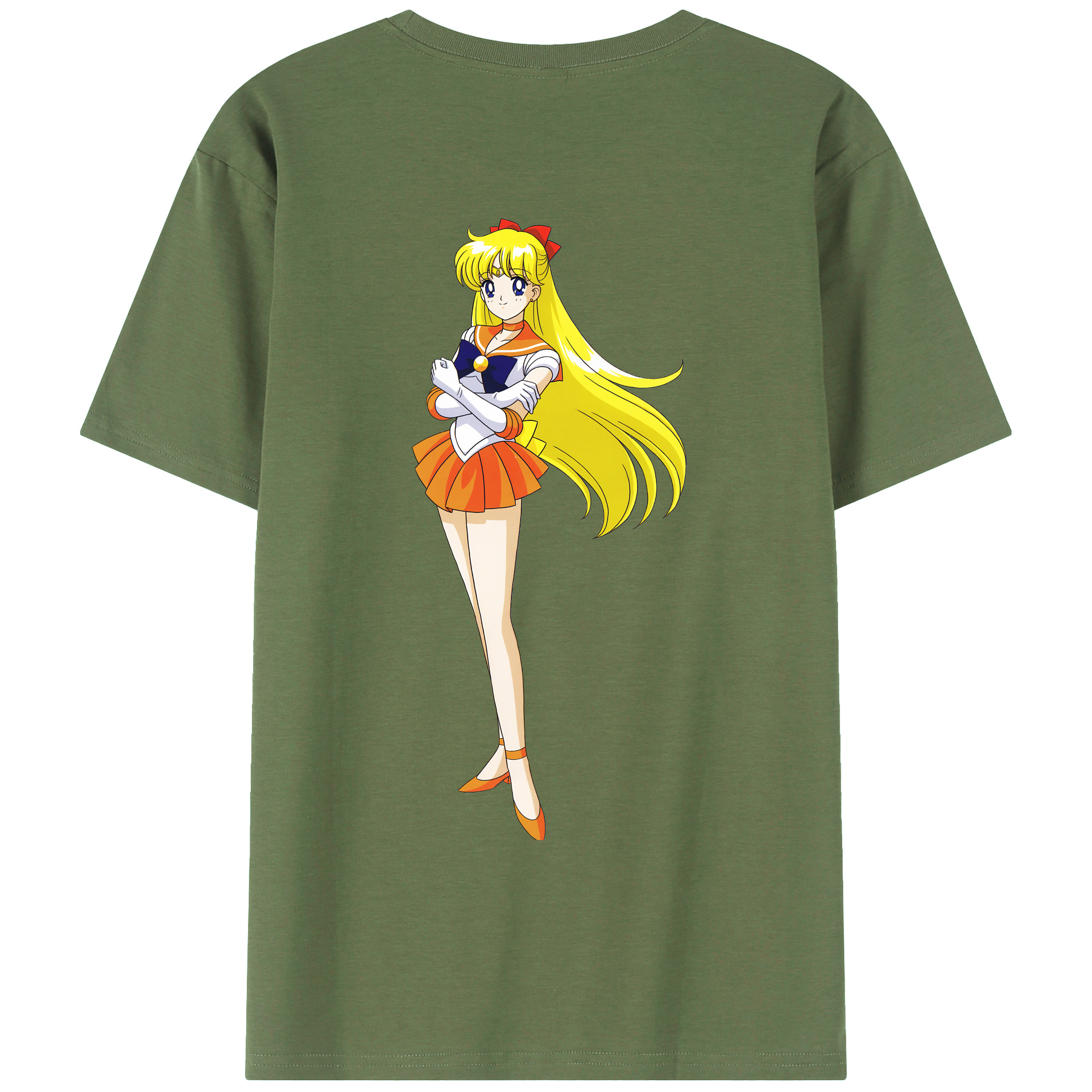 （画像用） 美少女戦士セーラームーン 愛野 美奈子 あいの みなこ Sailor Moon Aino Minako 綿100％ メンズ半袖Tシャツ（バックプリント） 通気性